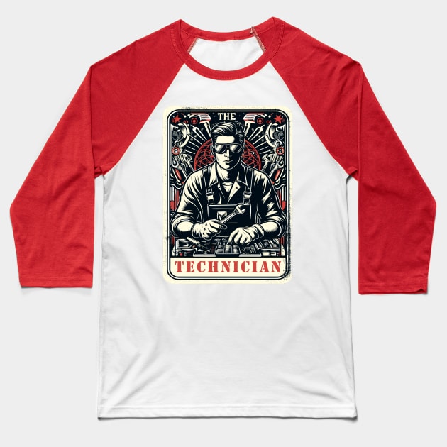 The Technician Magician Handyman Engine Fixer Tarot Card Pun Baseball T-Shirt by Nature Exposure